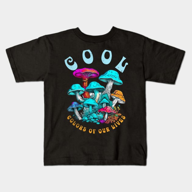 Colors Of Our Lives-Cool Mushrooms Kids T-Shirt by Printsation 